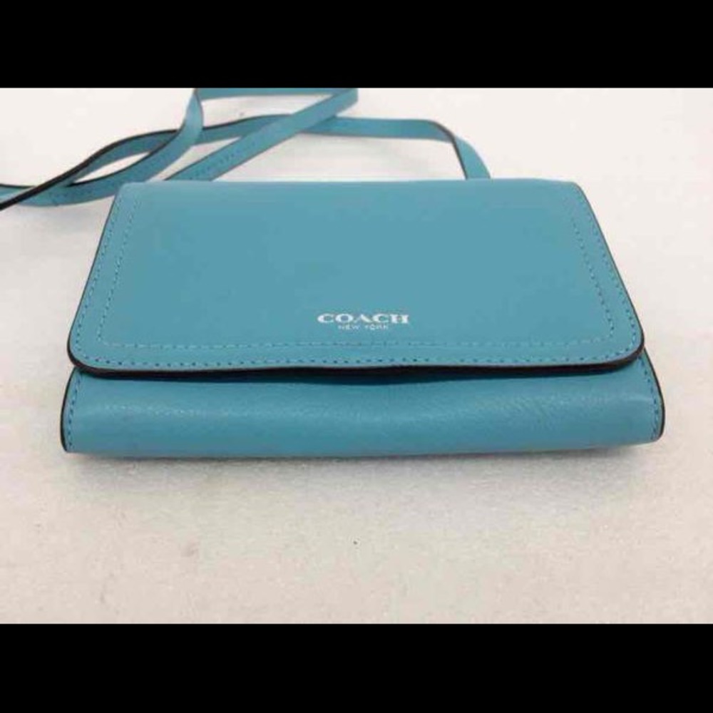 Coach Teal Leather Wallet Crossbody - Picture 4 of 7